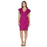 24seven-Comfort-Apparel-Womens-V-Neck-Ruffle-Sleeve-Knee-Length-Dress